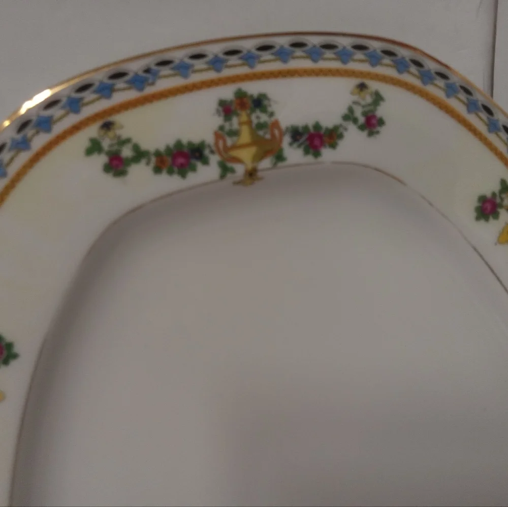 TK Thuny 12” Octagon Meat Platter Serving Czechoslovakia  Porcelain Rare Vintage
